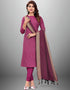 Traditional Party Wear Heavy Salwar Suit Purple Cotton Pant Straight Front View